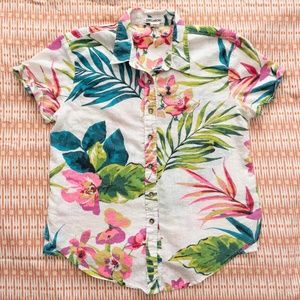 Billabong Tropical Hawaiian Surfer Girl Button Up Shirt